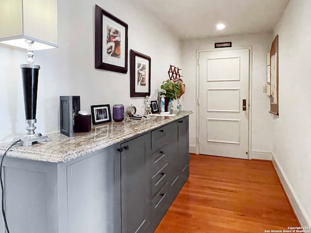 hall featuring light hardwood / wood-style flooring