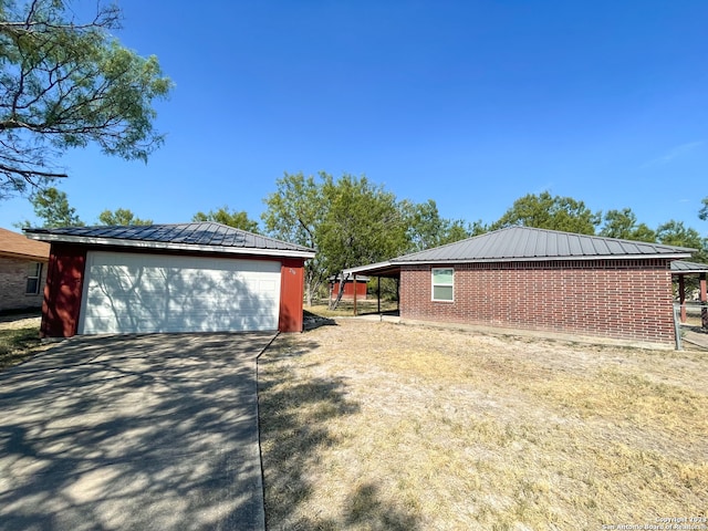 exterior space featuring a garage