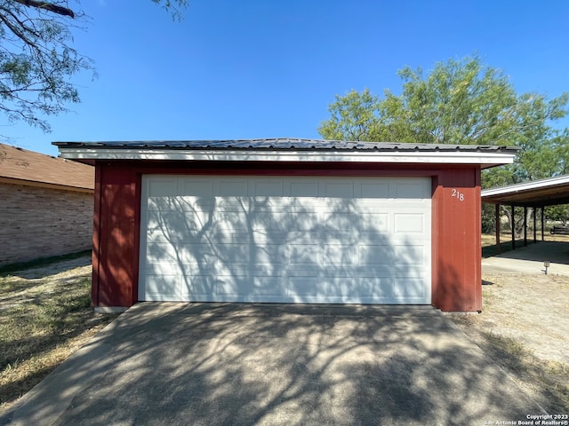 view of garage