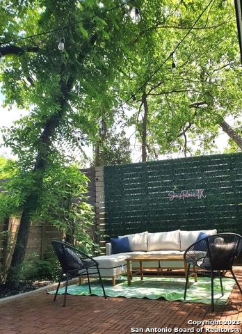 exterior space featuring an outdoor living space