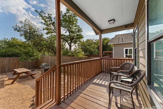 deck featuring grilling area