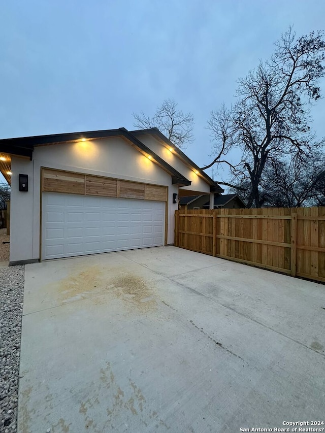 view of garage