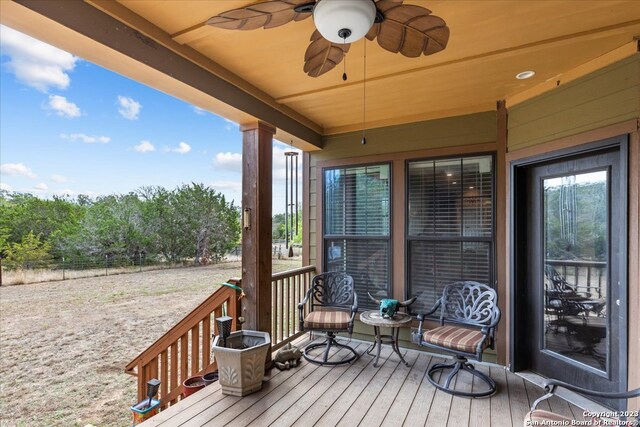 deck featuring ceiling fan