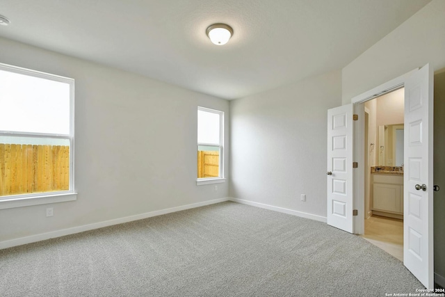 spare room with light carpet