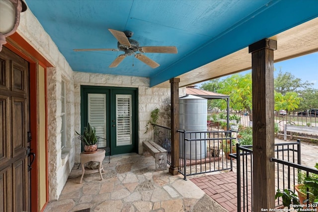 view of patio / terrace featuring ceiling fan