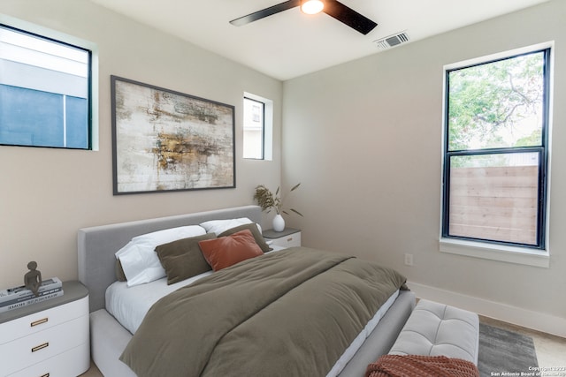 bedroom featuring ceiling fan