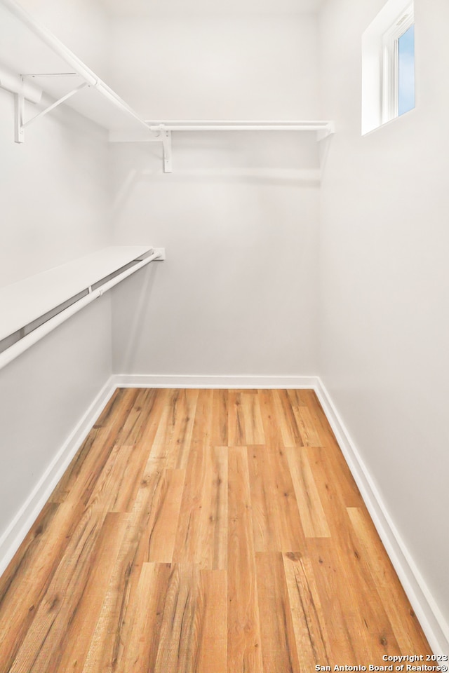 walk in closet featuring light hardwood / wood-style flooring