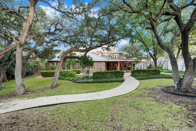 view of front of home with a front yard