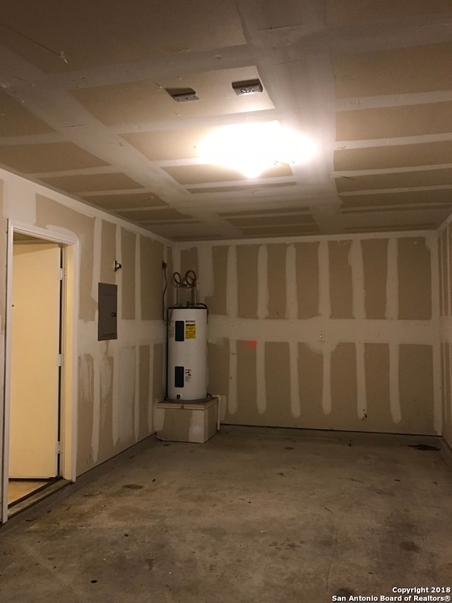 garage featuring electric water heater