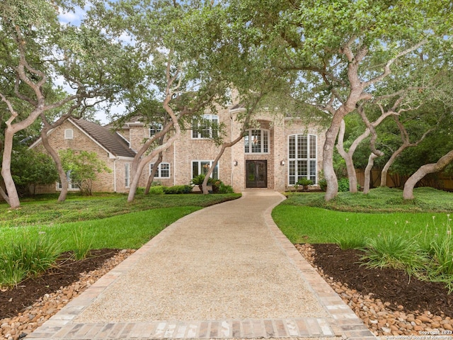 view of front of home featuring a front yard