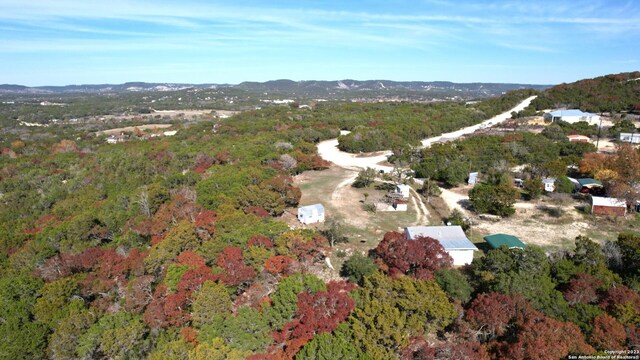 birds eye view of property with a mountain view