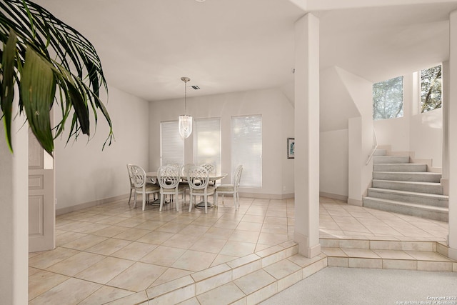 view of tiled dining area