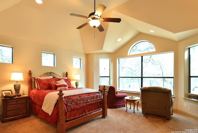 carpeted bedroom with multiple windows