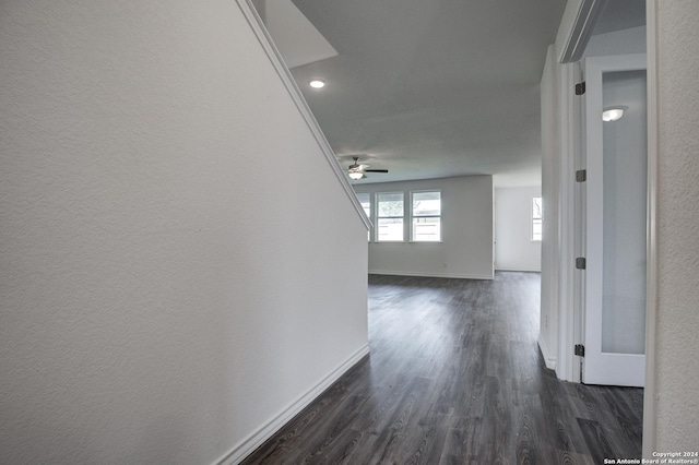 hall featuring dark wood-type flooring