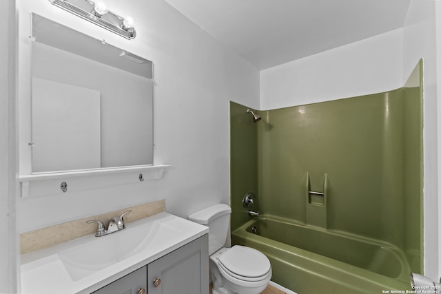 full bathroom featuring vanity, shower / bathing tub combination, and toilet