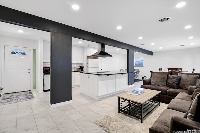 view of tiled living room