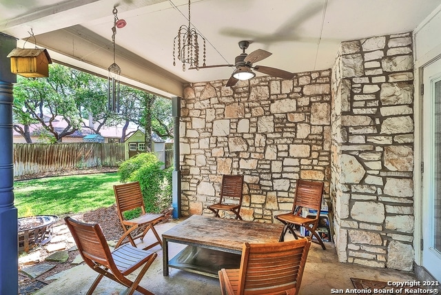 view of patio / terrace with ceiling fan