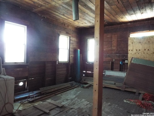 misc room with wood ceiling and plenty of natural light