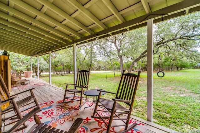 view of patio featuring a wooden deck