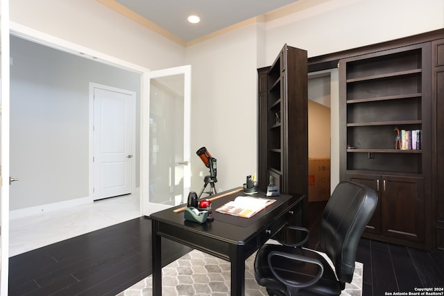 office area with light wood-type flooring