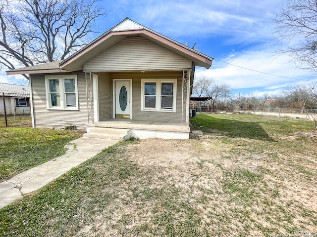 bungalow with a front yard