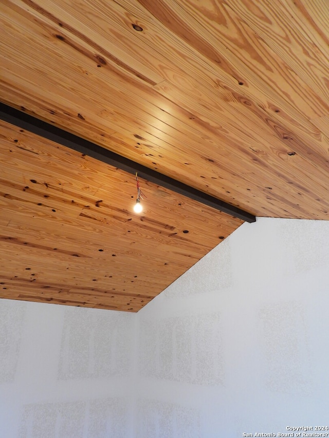 details featuring beam ceiling and wooden ceiling