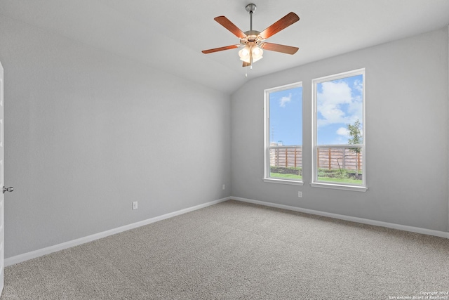 2015 Newforest Peak, New Braunfels, TX 78130 - unfurnished room featuring carpet, a ceiling fan, and lofted ceiling