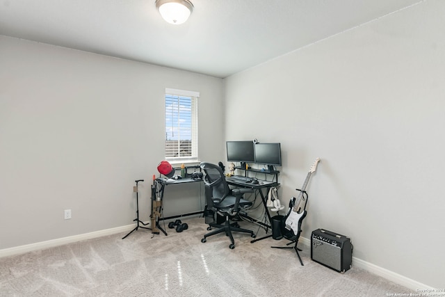 office space with light colored carpet