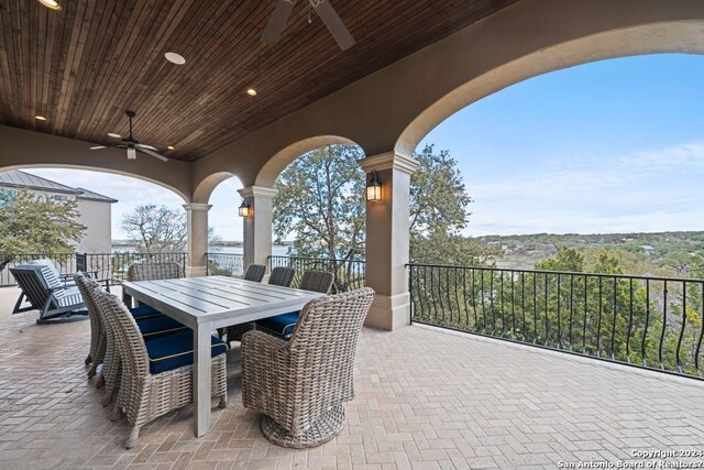 view of patio / terrace with ceiling fan