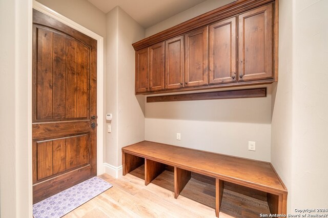 mudroom featuring light wood-type flooring