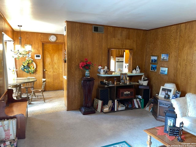 interior space with wood walls