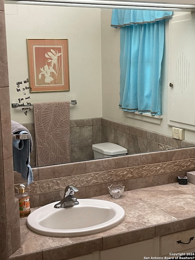 bathroom with toilet and vanity