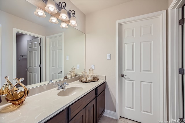 bathroom with tile floors and vanity