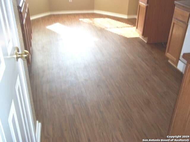 interior space with dark hardwood / wood-style floors