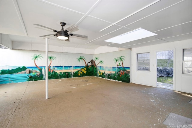 interior space featuring ceiling fan