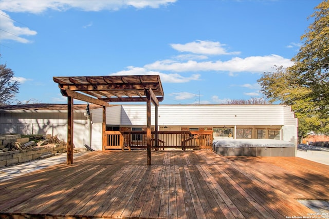 wooden terrace with a pergola