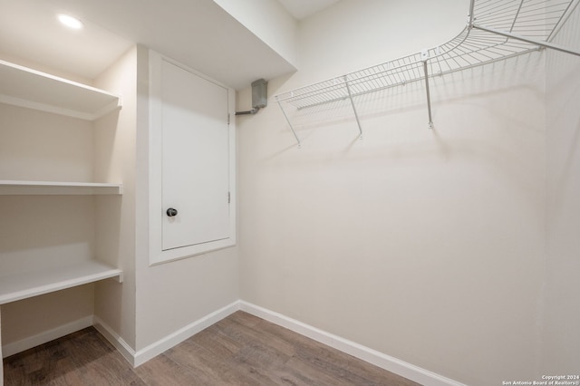 spacious closet with hardwood / wood-style flooring