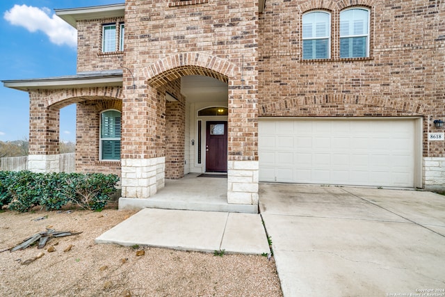 entrance to property with a garage