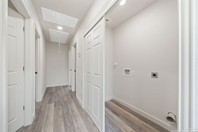 hall featuring light wood-type flooring