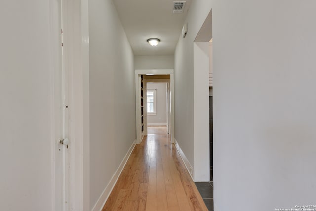 hall featuring light wood-type flooring