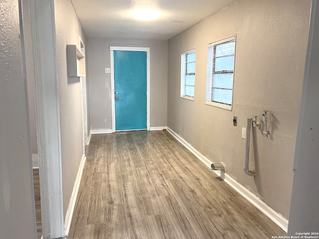 interior space with dark hardwood / wood-style flooring