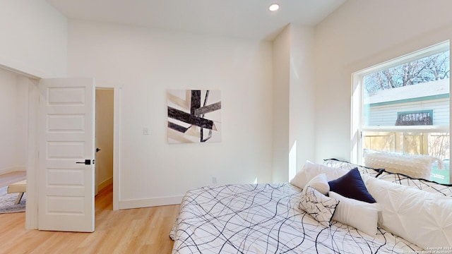 bedroom featuring light hardwood / wood-style flooring