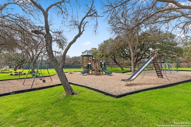 view of play area with a lawn