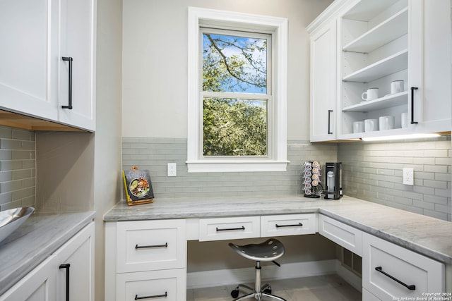 office area featuring built in desk