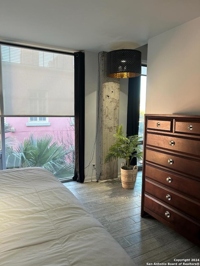 bedroom with light hardwood / wood-style flooring