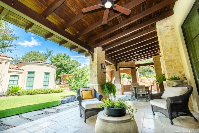 view of patio / terrace featuring outdoor lounge area and ceiling fan