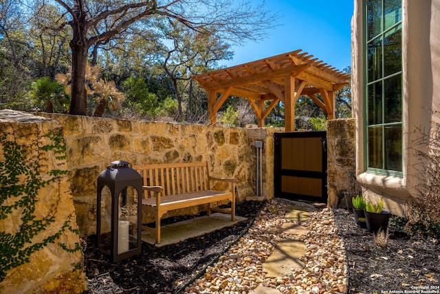 view of patio / terrace featuring a pergola