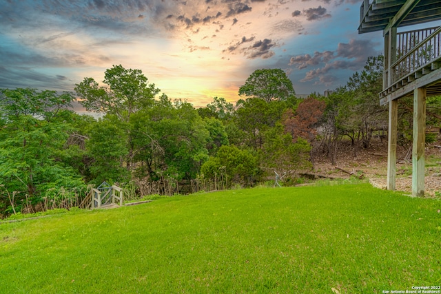 view of yard at dusk