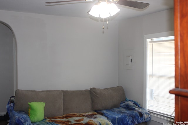 bedroom featuring ceiling fan