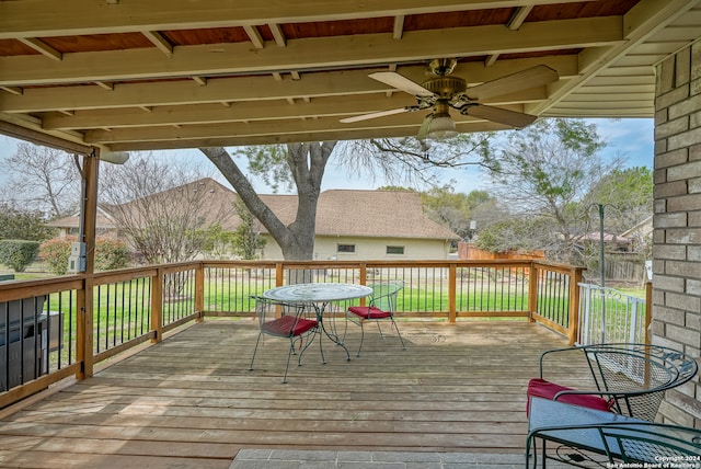 deck featuring ceiling fan